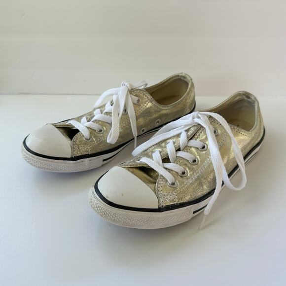 Converse Chuck Taylor All Star Low Top Sneakers in Metallic Gold - Picture 9 of 14